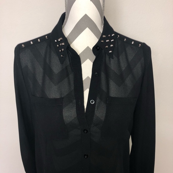 Chloe K Black Blouse with Studs - Picture 3 of 8
